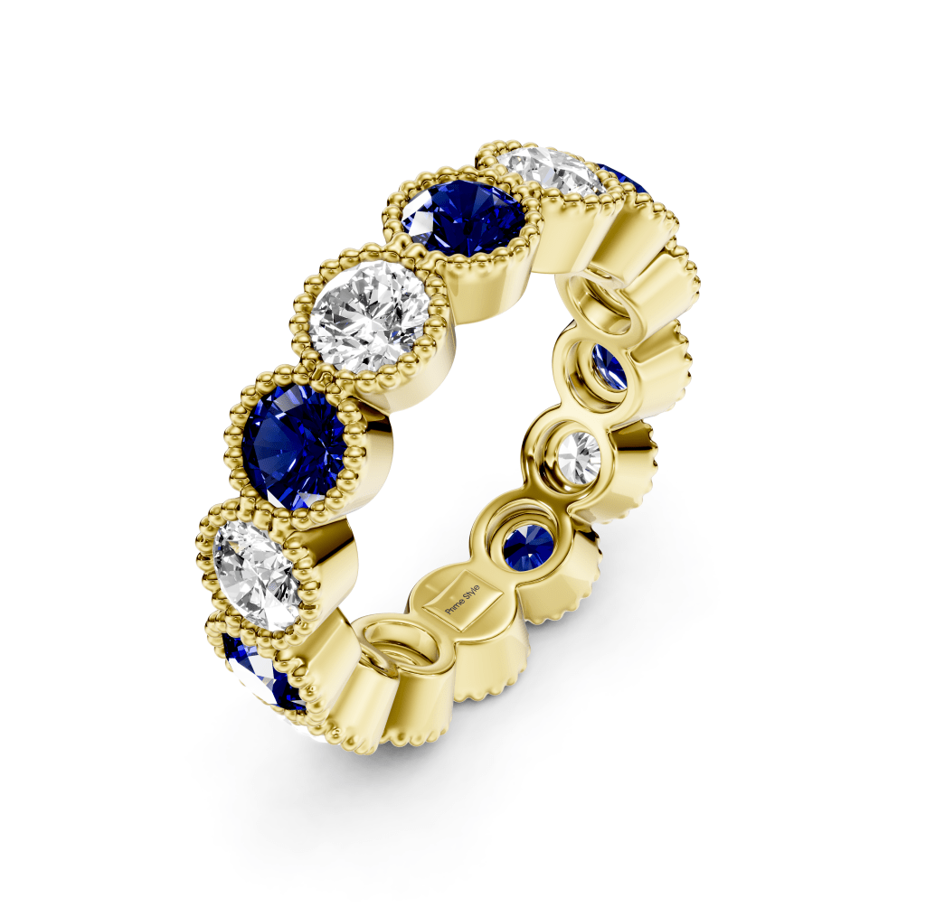 1.50 - 5.00 CT Round Cut Blue Sapphires and Diamonds - Eternity Rings - Primestyle.com