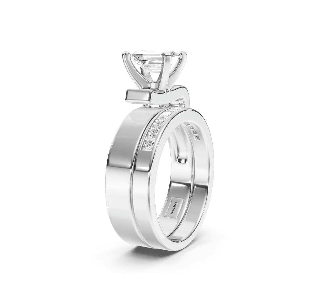0.80-1.95 CT Emerald &amp; Princess Cut Natural Diamonds - Bridal Set - Primestyle.com