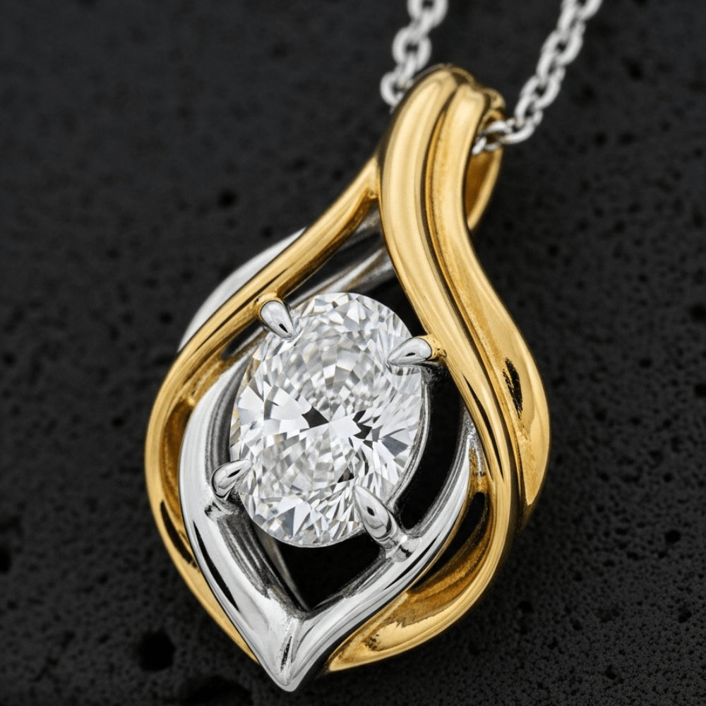 Rosaline Oval Embrace Solitaire Pendant - Primestyle.com