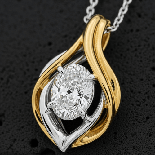 Rosaline Oval Embrace Solitaire Pendant - Primestyle.com