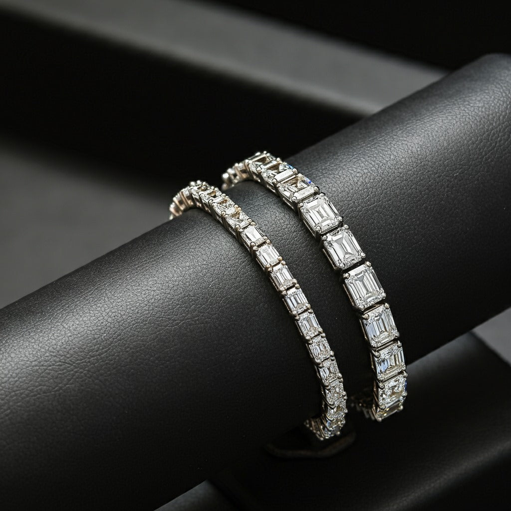 7.00-15.50 CT Emerald Cut Lab Grown Diamonds - Tennis Bracelet