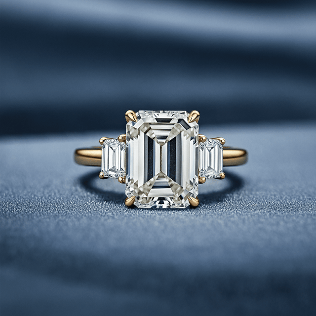 Regal Emerald Cut Diamond Three Stone Ring