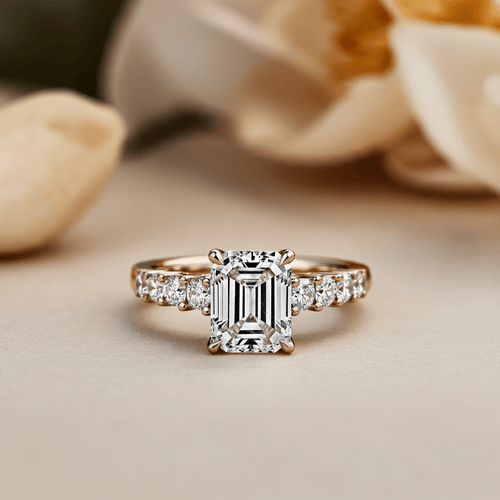 Elegant Emerald - Cut Diamond Engagement Ring - Primestyle.com