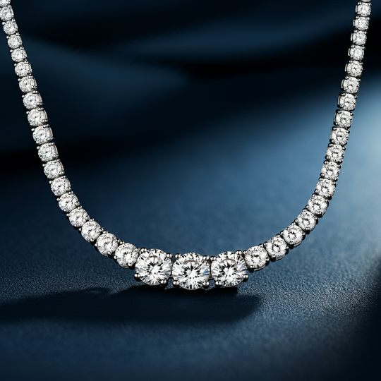 Stellar Three-Diamond Tennis Necklace