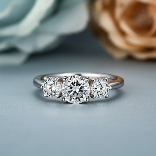 Timeless Round Cut Diamond Three-Stone Ring