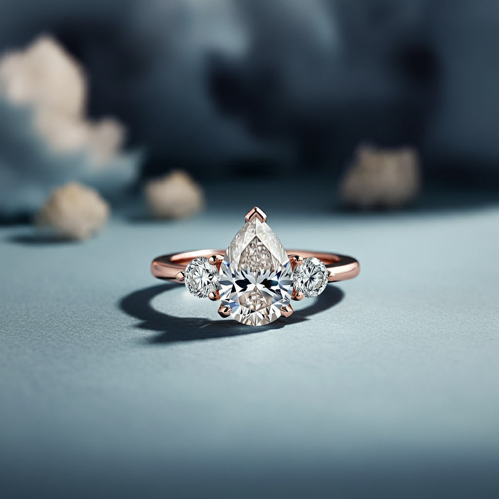 Aurora Marquise and Round Cut Diamond Engagement Ring