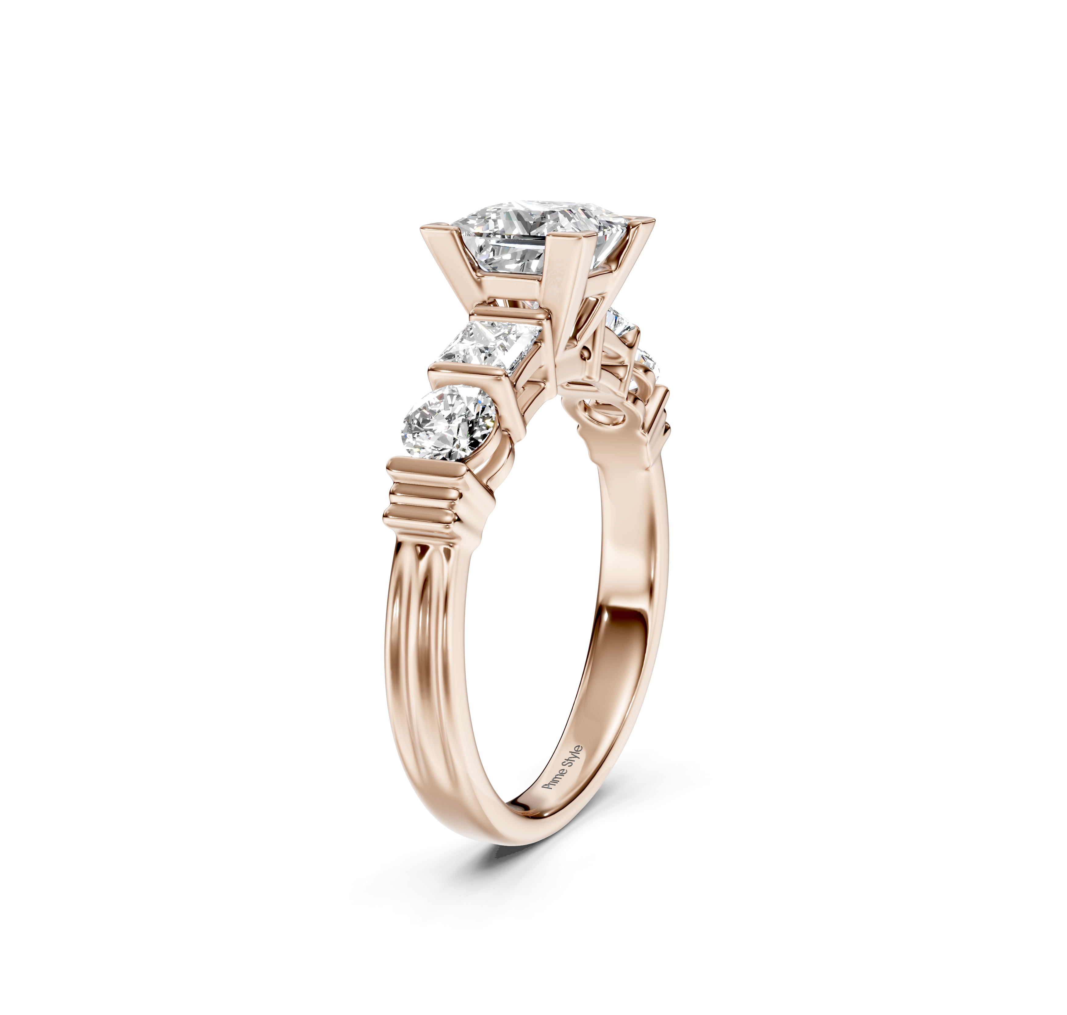 1.05-2.20 CT Princess &amp; Round Cut Natural Diamonds - Engagement Ring