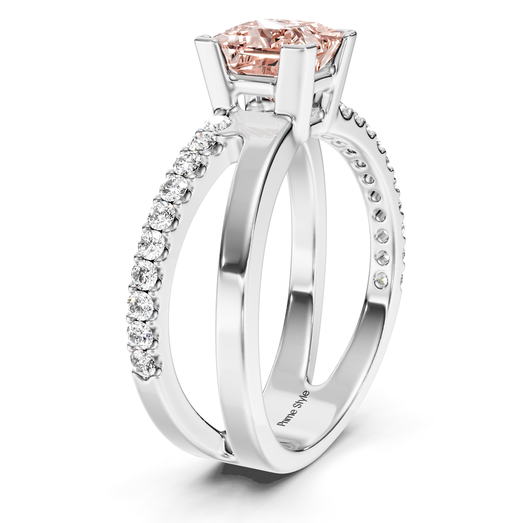 1.25-4.25 CT Princess &amp; Round Cut Fancy Pink Diamonds - Engagement Ring