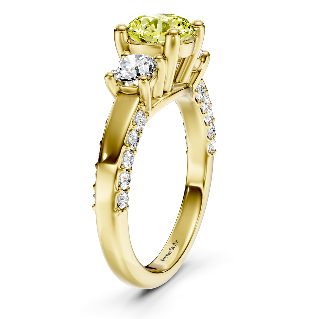 1.90-4.90 CT Round Cut Fancy Yellow Diamonds - Engagement Ring
