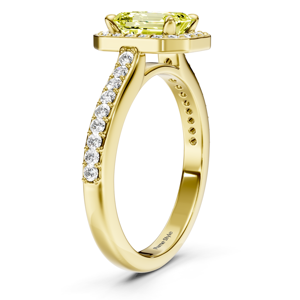 1.30-4.30 CT Emerald &amp; Round Cut Fancy Yellow Diamonds - Engagement Ring