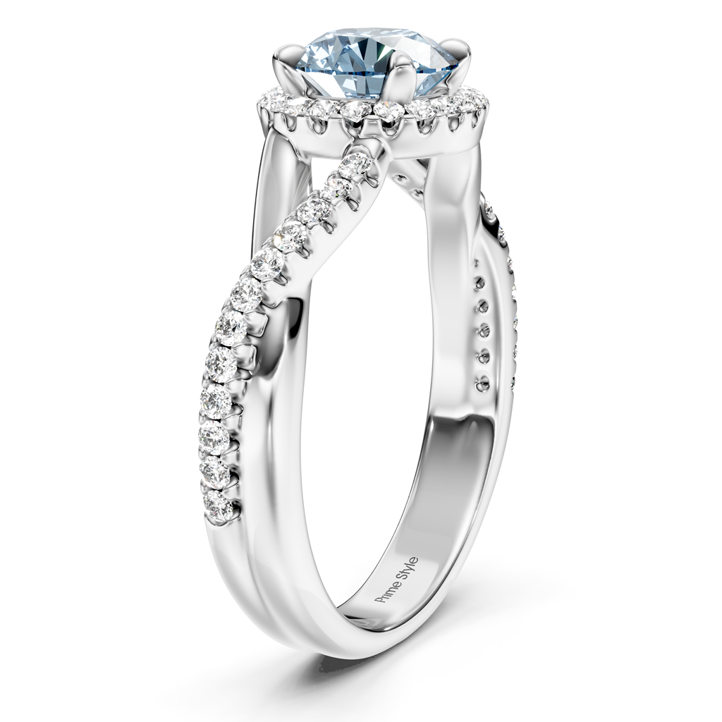 1.25-4.25 CT Round Cut Fancy Blue Diamonds - Engagement Ring