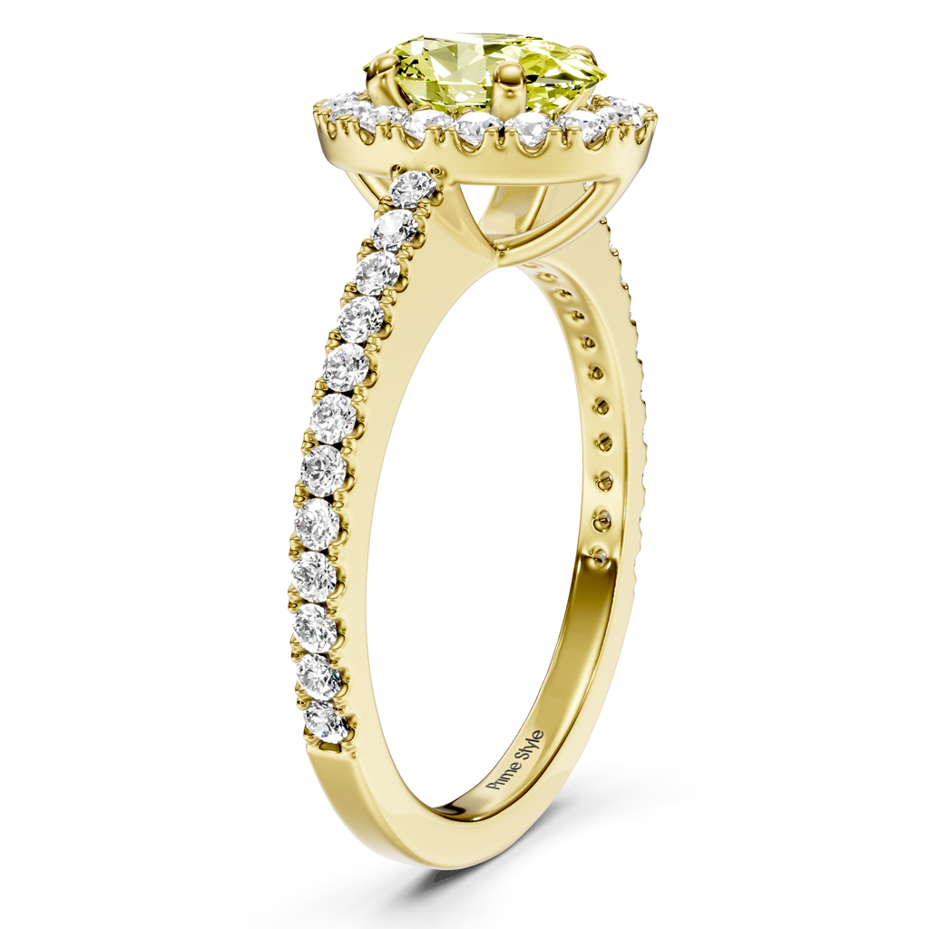 1.37-4.37 CT Oval &amp; Round Cut Fancy Yellow Diamonds - Engagement Ring