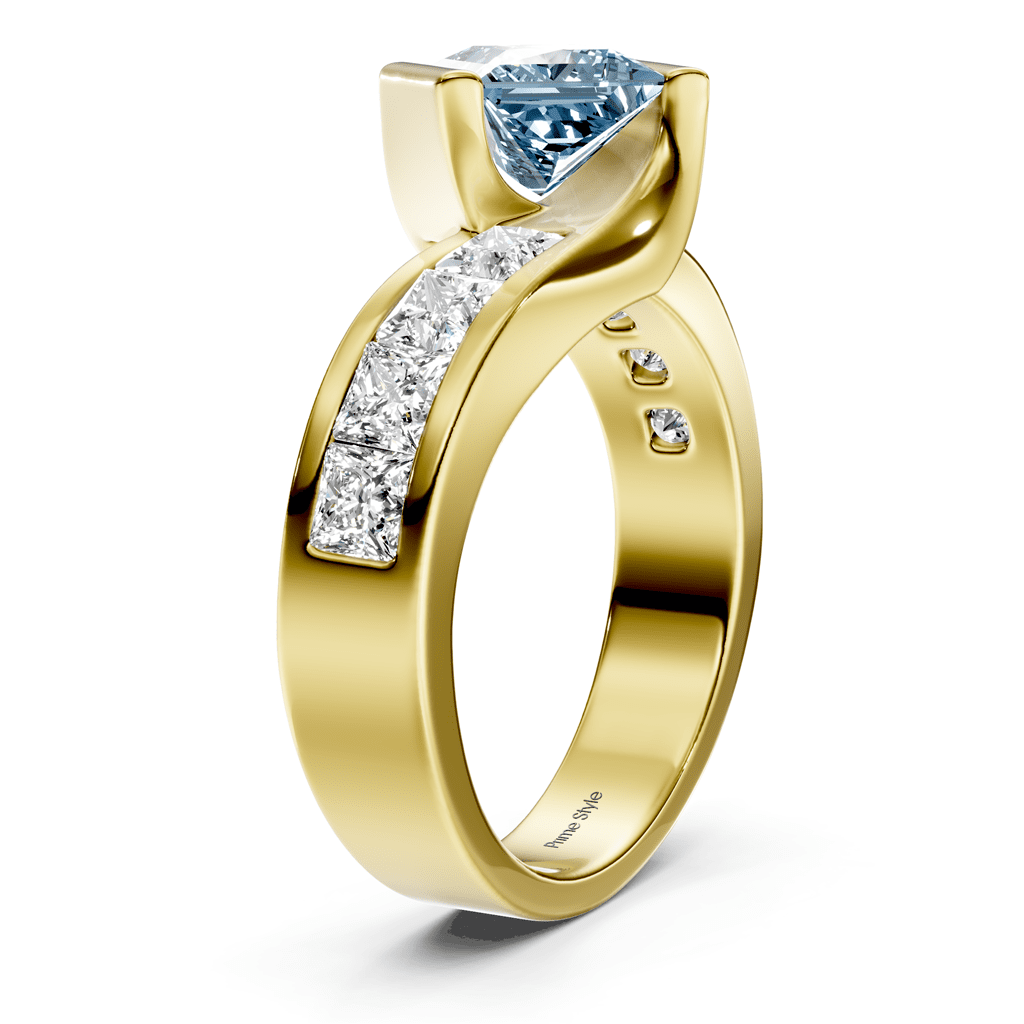 2.60-5.60 CT Princess Cut Fancy Blue Diamonds - Engagement Ring