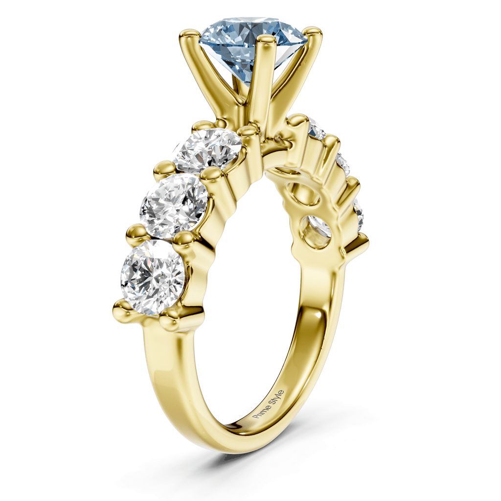 2.50-5.50 CT Round Cut Fancy Blue Diamonds - Engagement Ring