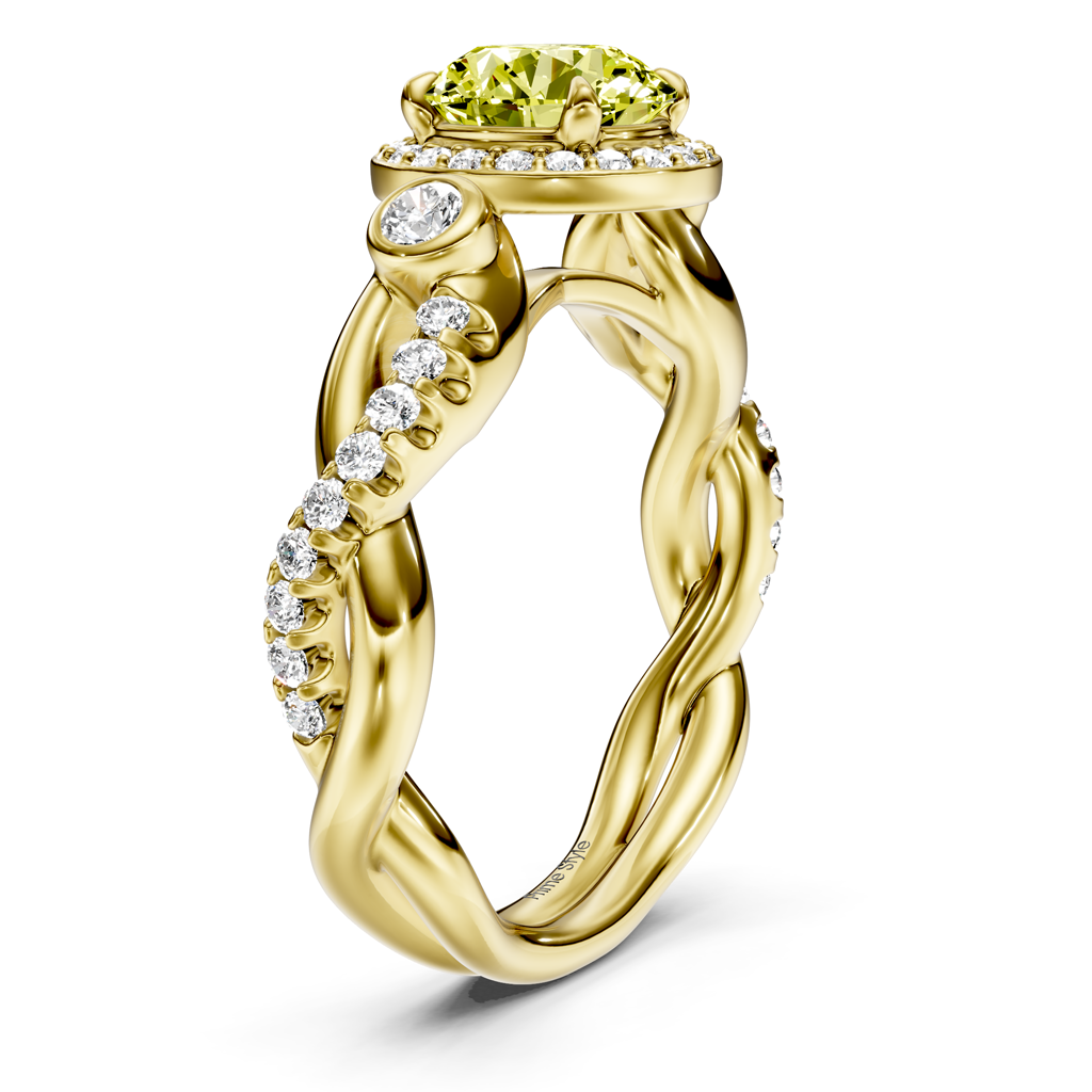 1.70-4.70 CT Princess &amp; Round Cut Fancy Yellow Diamonds - Engagement Ring