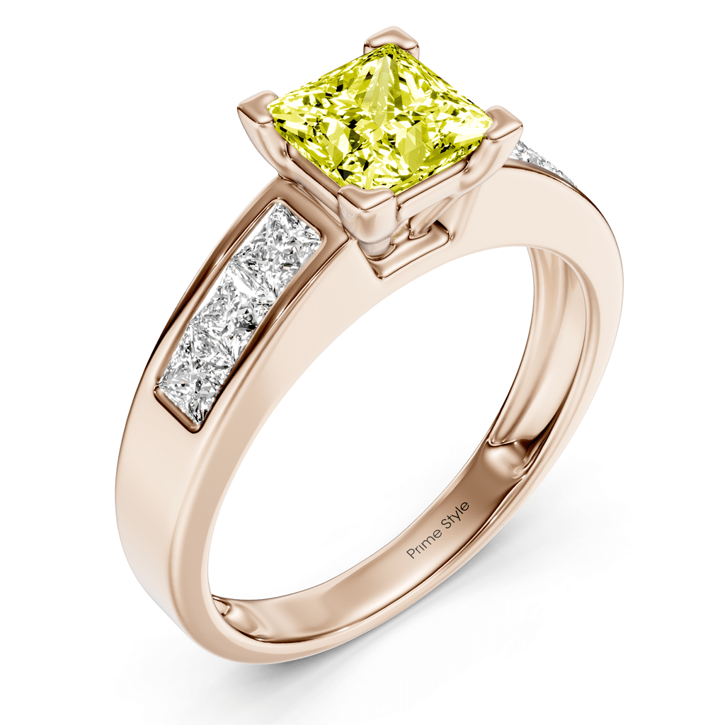 1.80-4.80 CT Princess Cut Fancy Yellow Diamonds - Engagement Ring