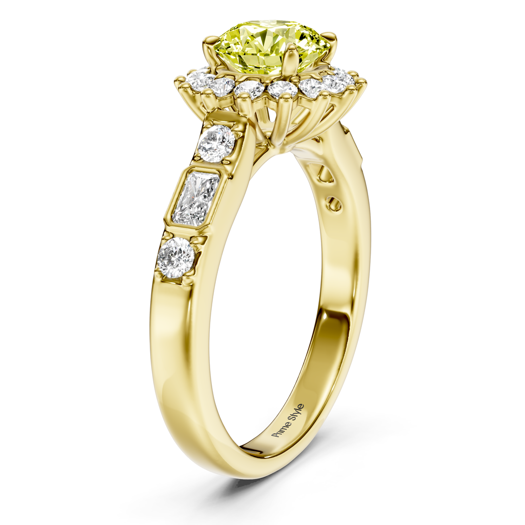 1.57-4.57 CT Radiant &amp; Round Cut Fancy Yellow Diamonds - Engagement Ring