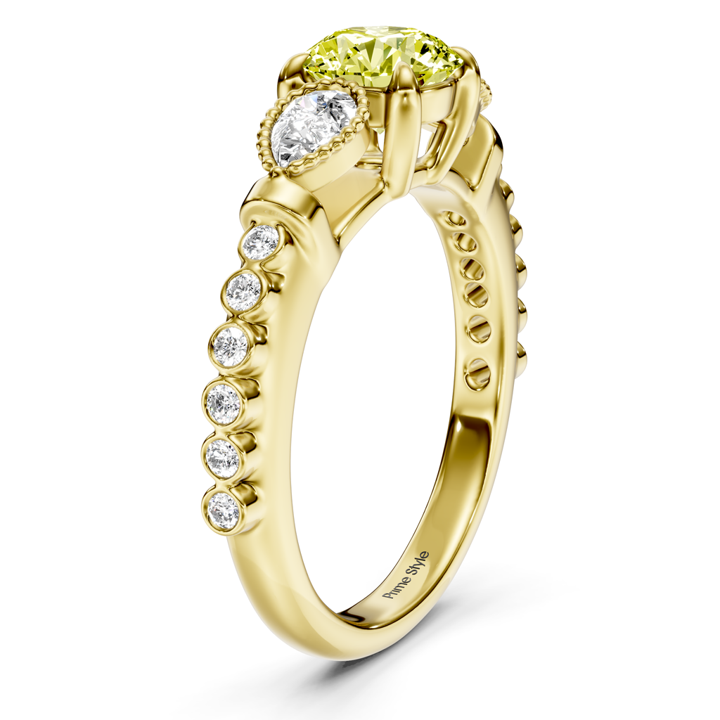 1.42-4.42 CT Pear &amp; Round Cut Fancy Yellow Diamonds - Engagement Ring