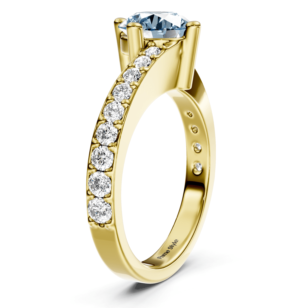 1.35-4.35 CT Round Cut Fancy Blue Diamonds - Engagement Ring