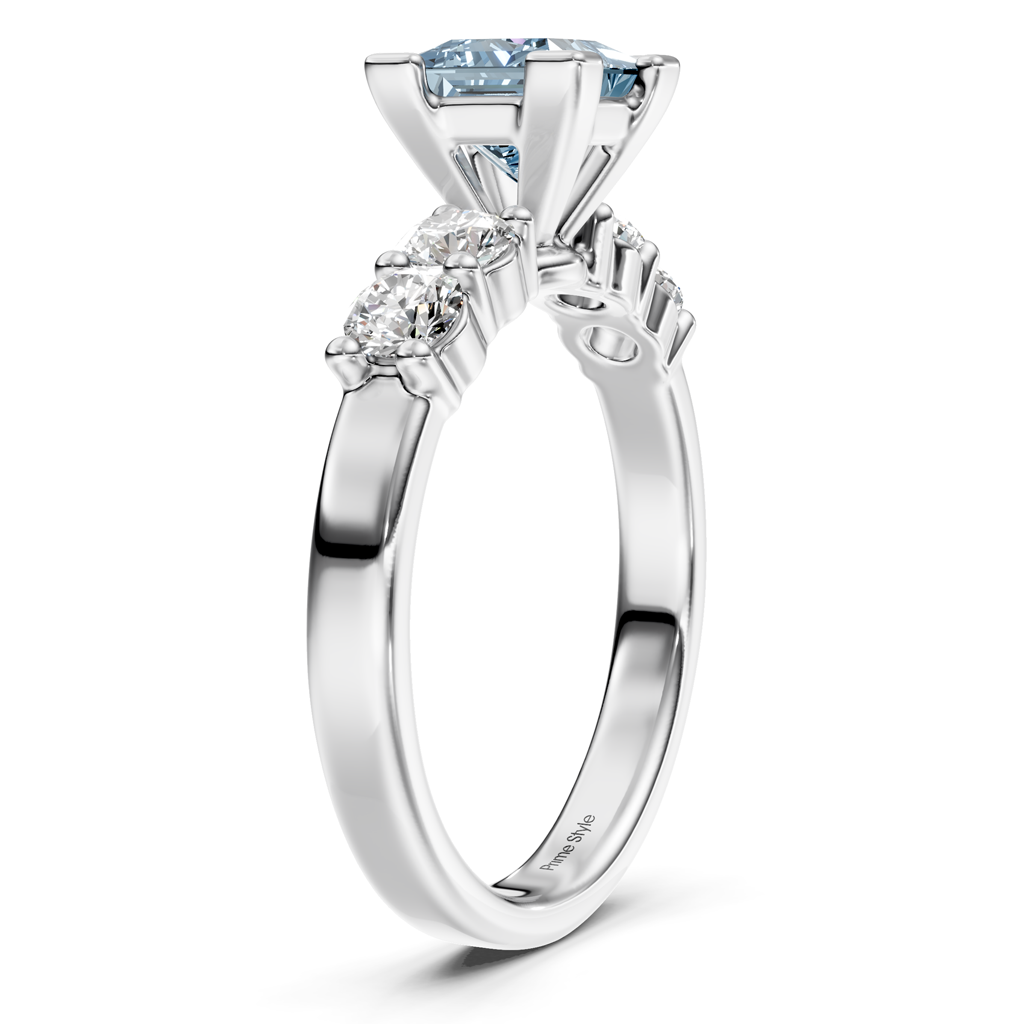 1.60-4.60 CT Princess &amp; Round Cut Fancy Blue Diamonds - Engagement Ring