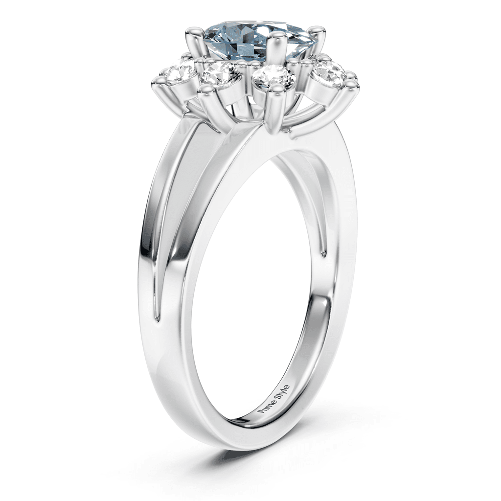 1.40-4.40 CT Oval & Round Cut Fancy Blue Diamonds - Engagement Ring