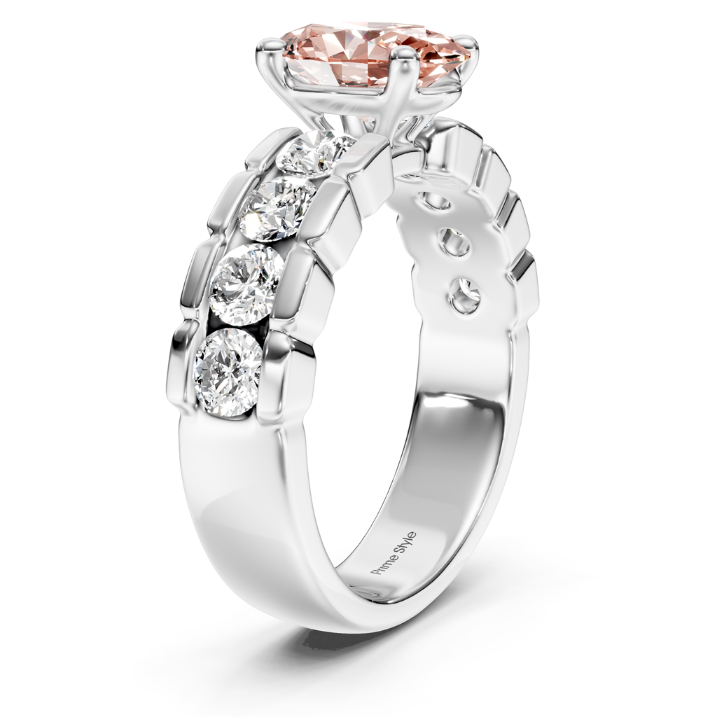 2.05-5.05 CT Oval &amp; Round Cut Fancy Pink Diamonds - Engagement Ring