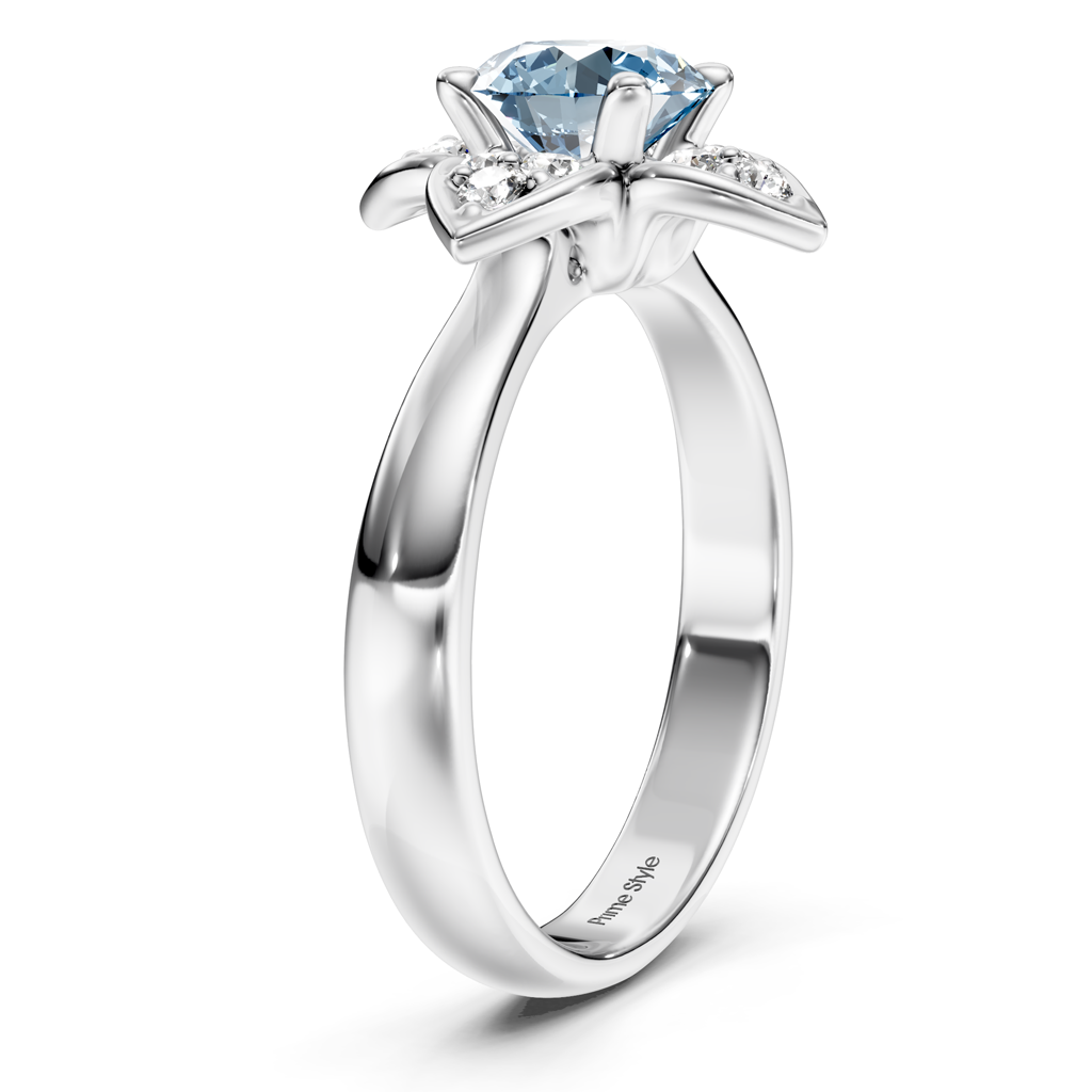 1.20-4.20 CT Round Cut Fancy Blue Diamonds - Engagement Ring