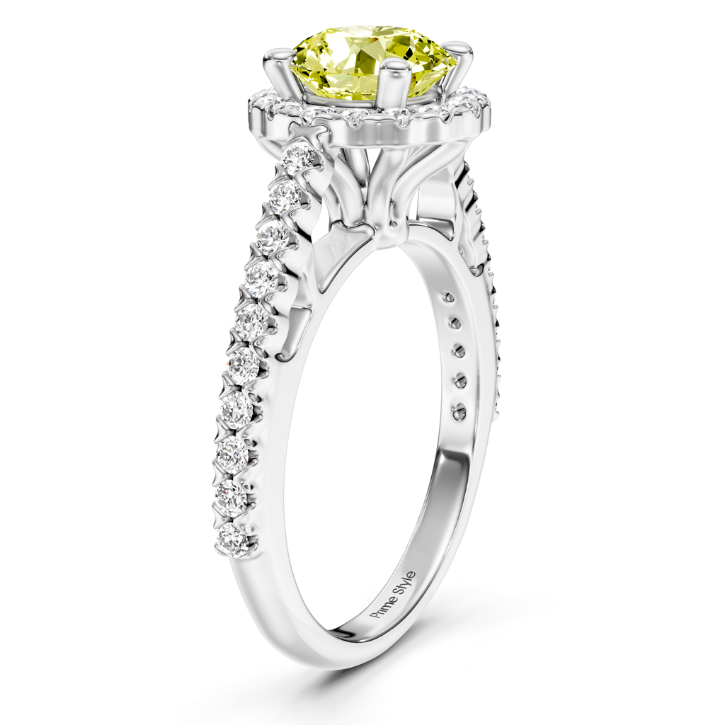 1.35-4.35 CT Round Cut Fancy Yellow Diamonds - Engagement Ring