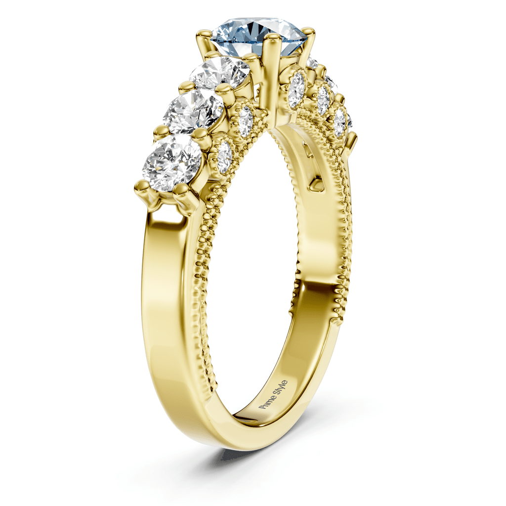 2.10 - 5.10 CT Round Cut Fancy Blue Diamonds - Engagement Ring - Primestyle.com
