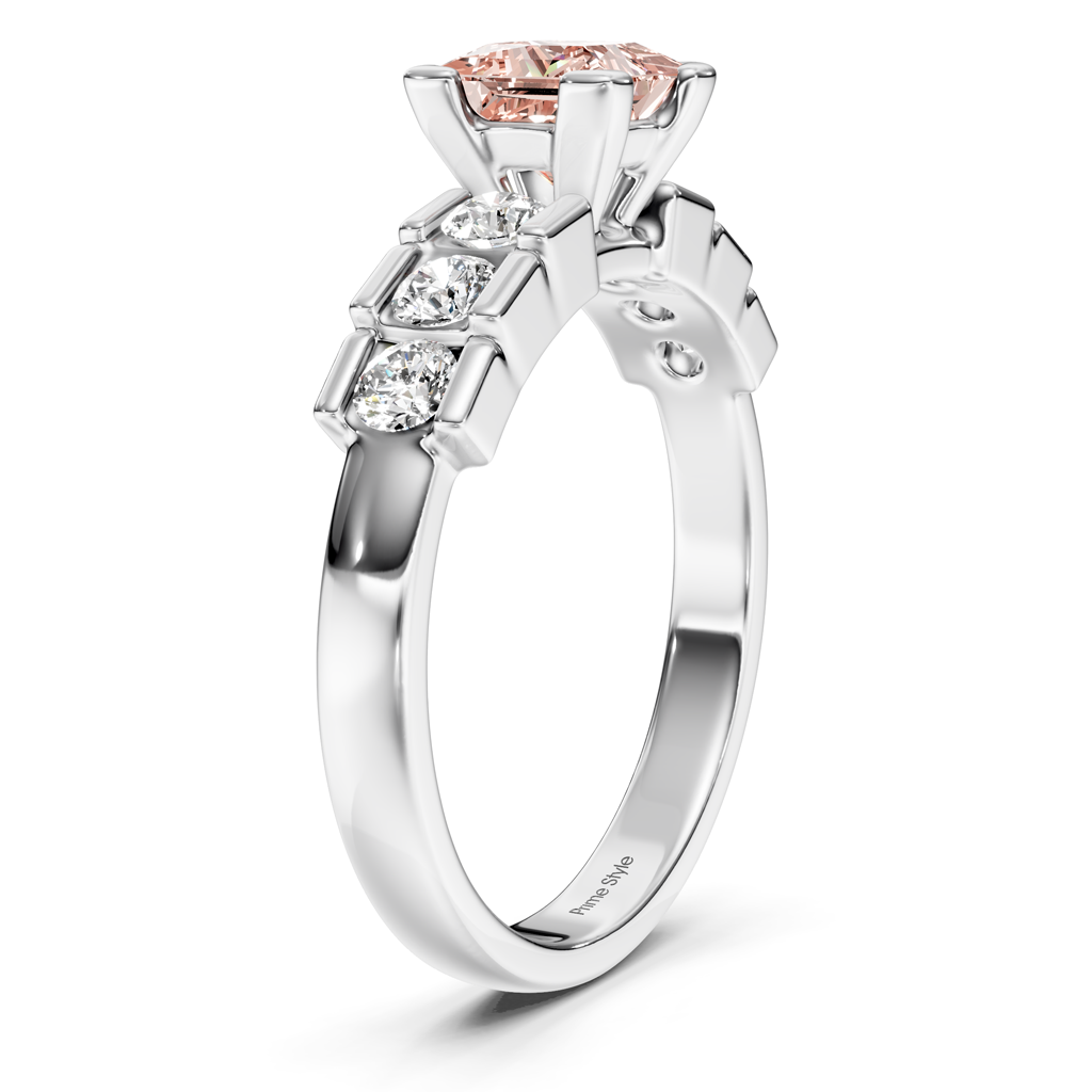 1.60-4.60 CT Princess &amp; Round Cut Fancy Pink Diamonds - Engagement Ring