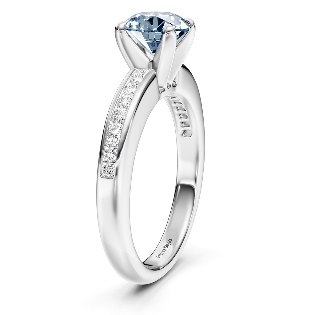 1.32-4.32 CT Princess &amp; Round Cut Fancy Blue Diamonds - Engagement Ring