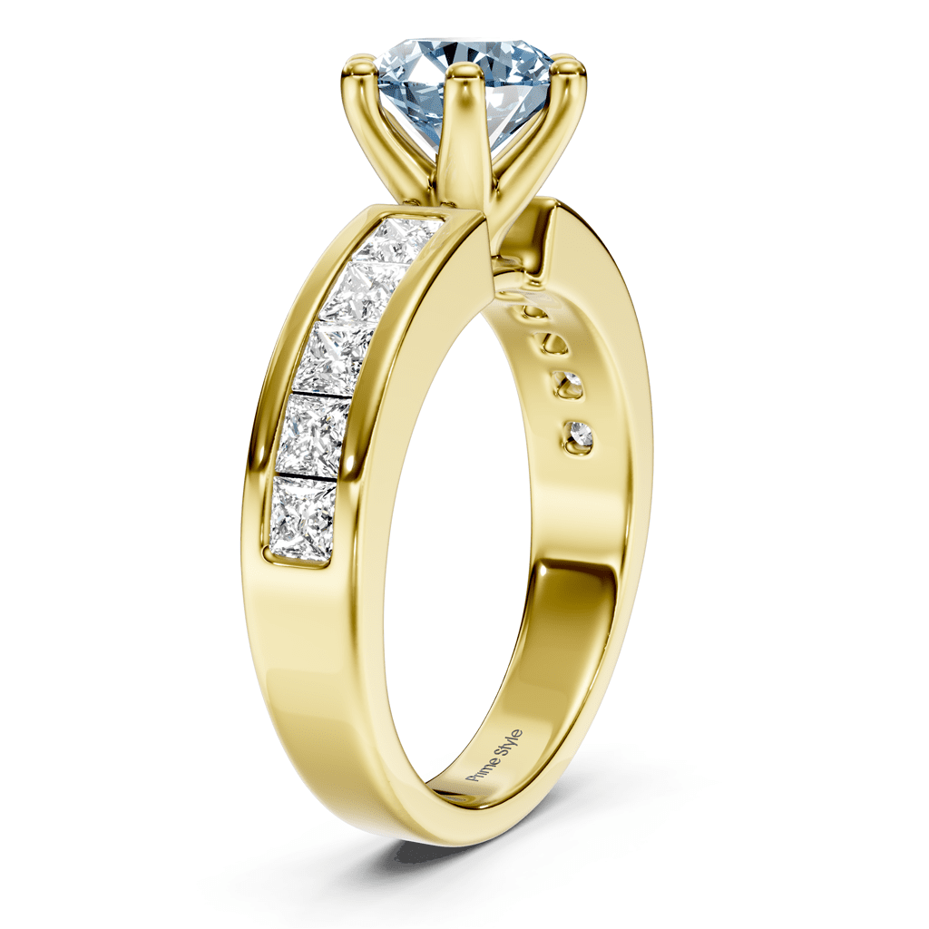 1.90-4.90 CT Princess & Round Cut Fancy Blue Diamonds - Engagement Ring