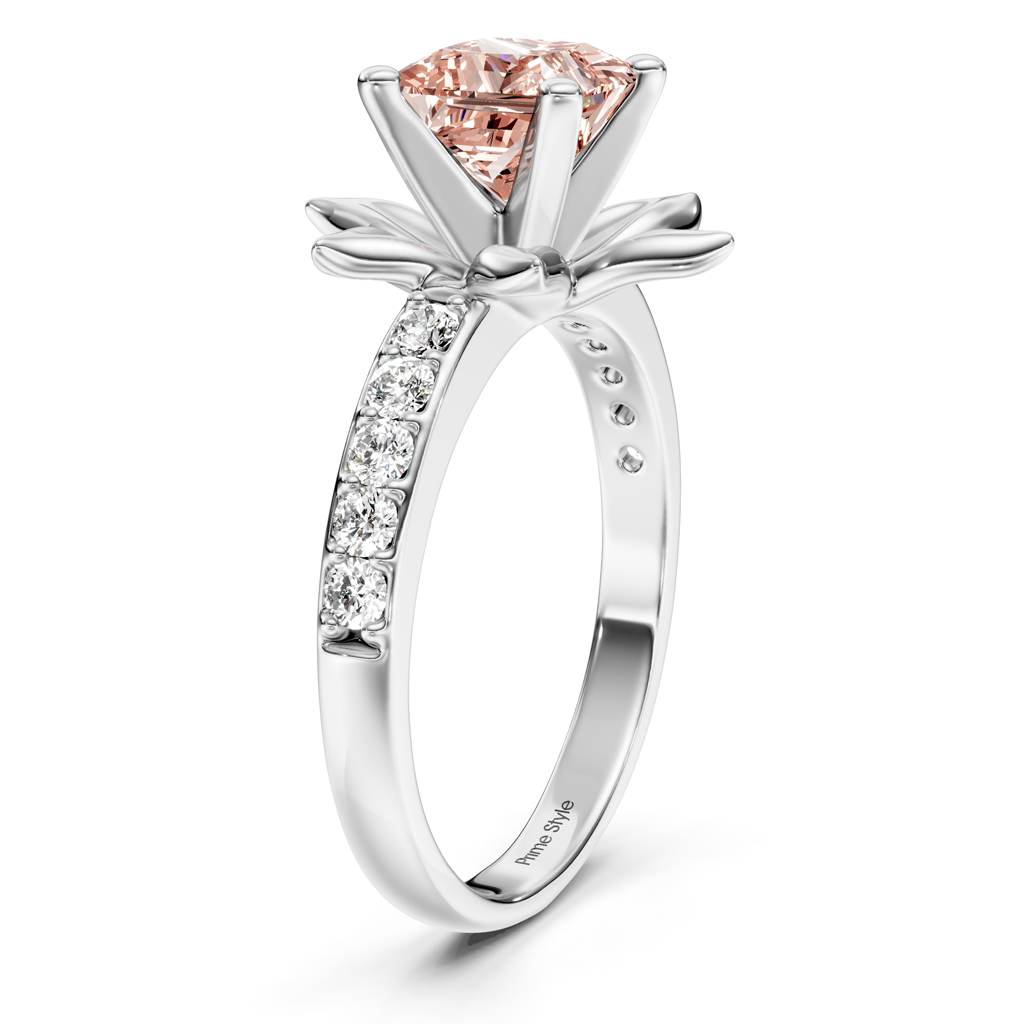 1.25-4.25 CT Princess &amp; Round Cut Fancy Pink Diamonds - Engagement Ring