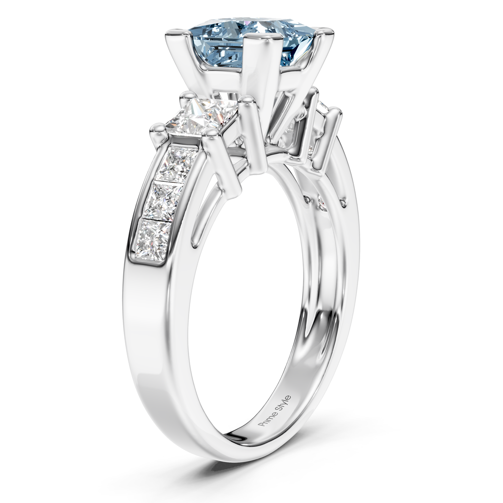 1.85-4.85 CT Princess Cut Fancy Blue Diamonds - Engagement Ring