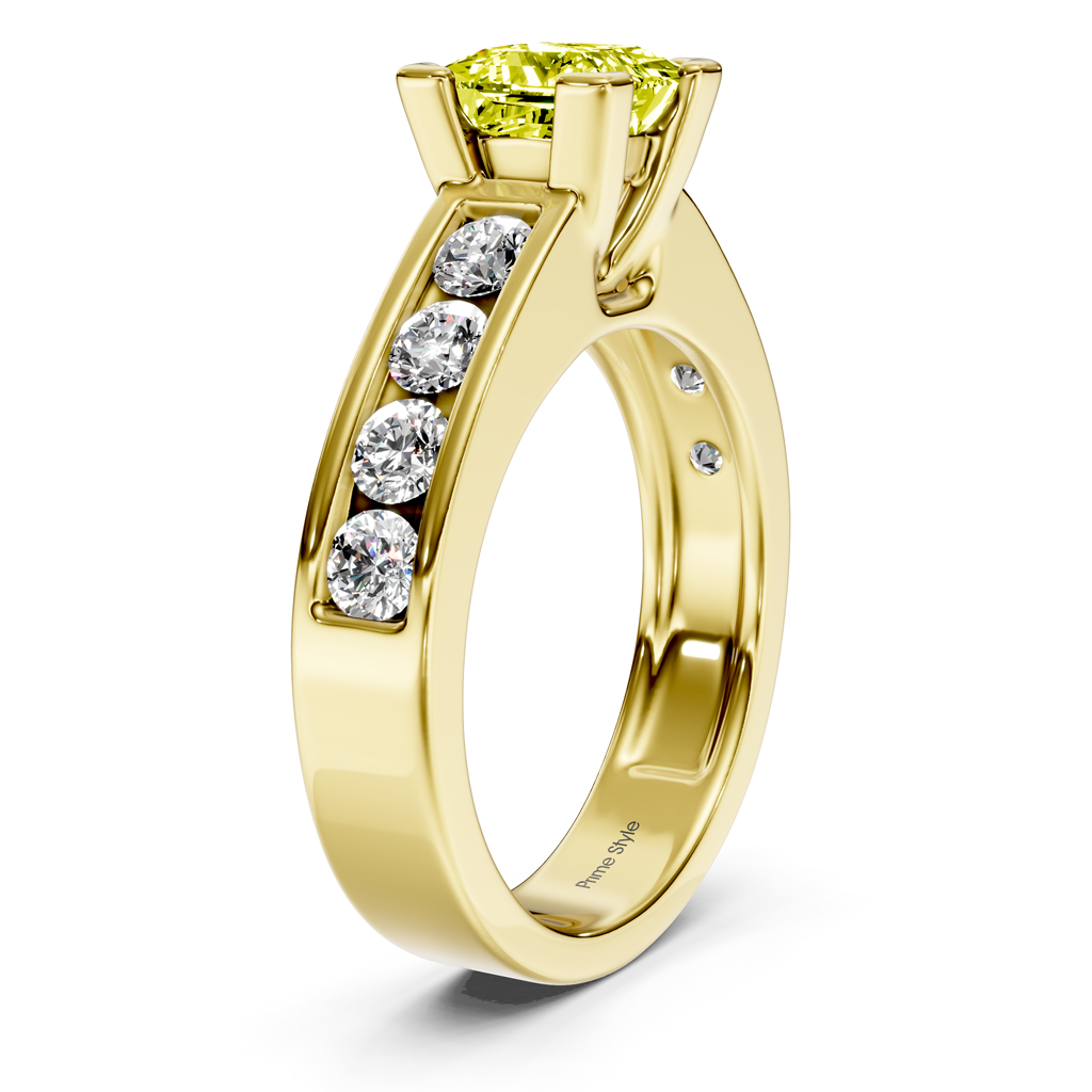 1.80-4.80 CT Princess &amp; Round Cut Fancy Yellow Diamonds - Engagement Ring