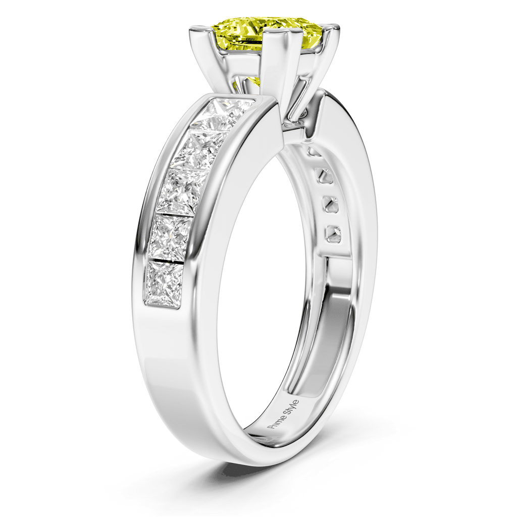 2.20-5.20 CT Princess Cut Fancy Yellow Diamonds - Engagement Ring