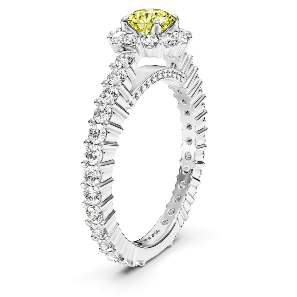 1.85 - 4.85 CT Round Cut Fancy Yellow Diamonds - Engagement Ring - Primestyle.com