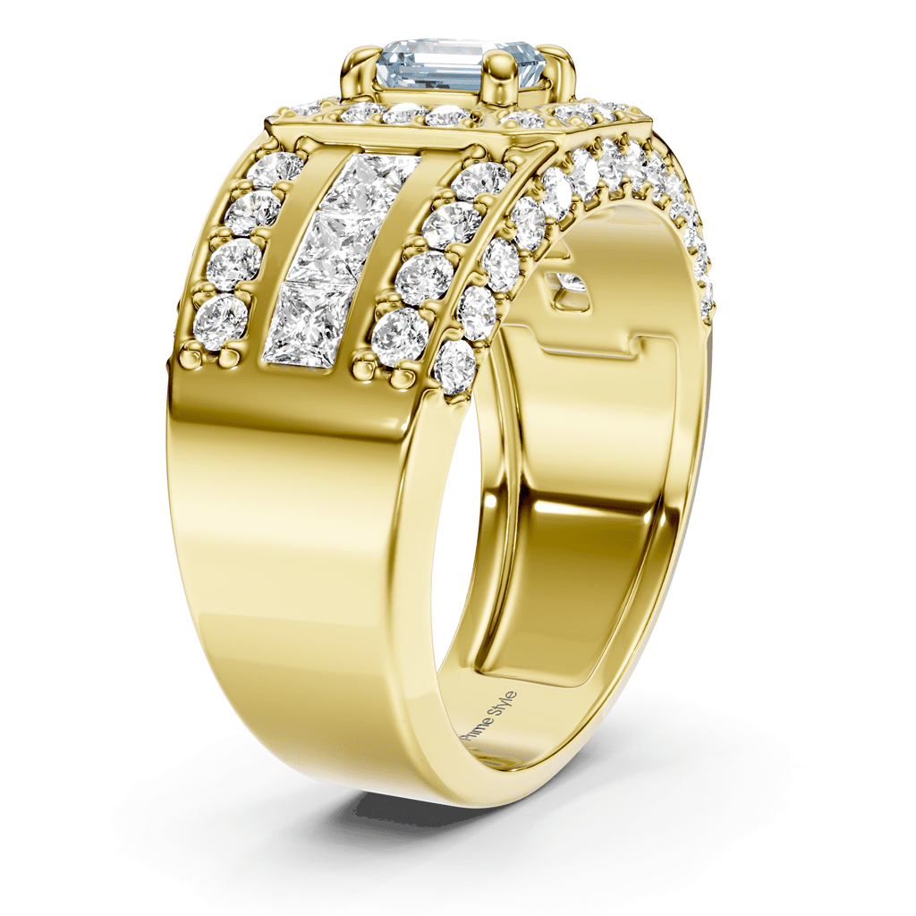 2.70 - 5.70 CT Emerald &amp; Round Cut Fancy Blue Diamonds - Engagement Ring - Primestyle.com