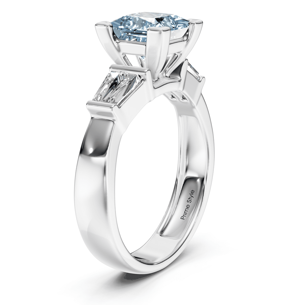1.40-4.40 CT Princess & Taper Cut Fancy Blue Diamonds - Engagement Ring