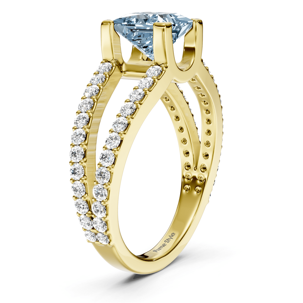 1.50 - 4.50 CT Princess &amp; Round Cut Fancy Blue Diamonds - Engagement Ring - Primestyle.com
