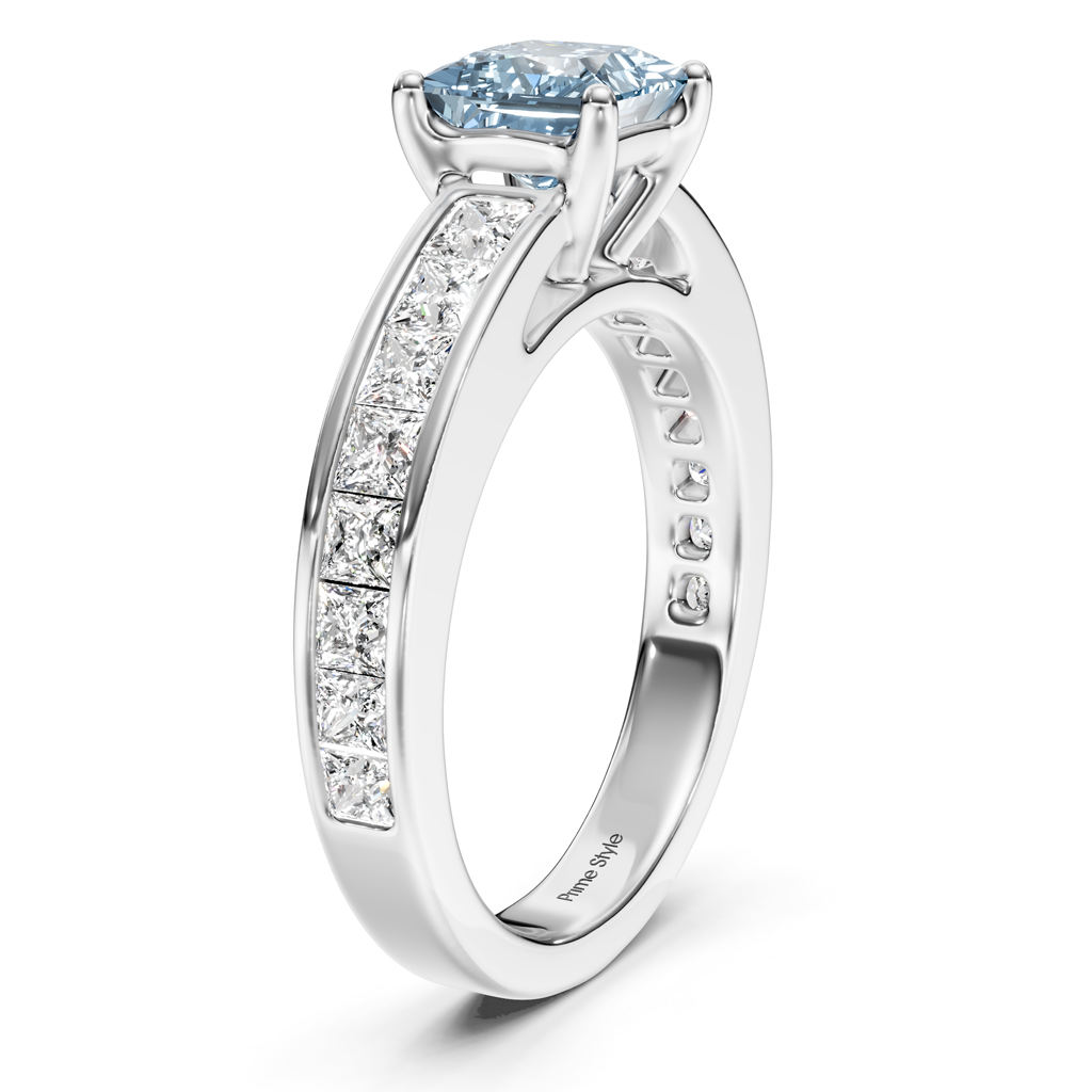 2.25-5.25 CT Princess Cut Fancy Blue Diamonds - Engagement Ring