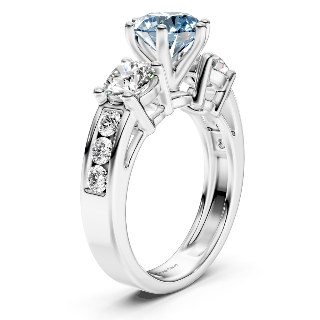 1.80-4.80 CT Princess &amp; Round Cut Fancy Blue Diamonds - Engagement Ring