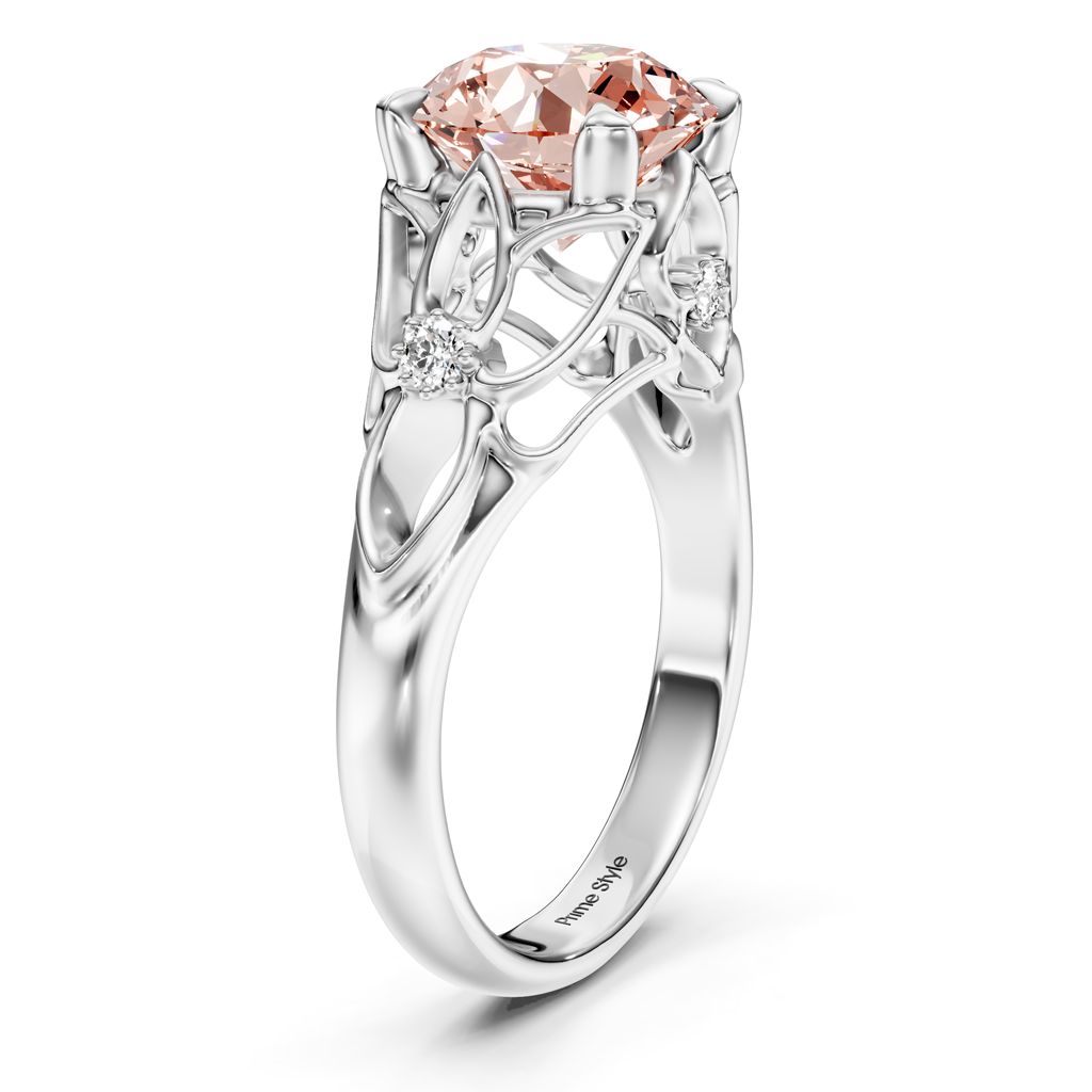 1.07-4.07 CT Round Cut Fancy Pink Diamonds - Engagement Ring