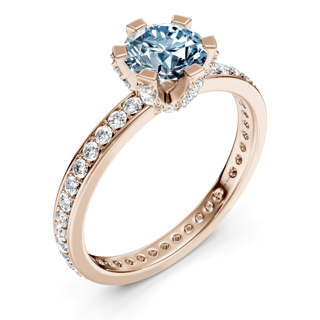 1.55 - 4.55 CT Round Cut Fancy Blue Diamonds - Engagement Ring - Primestyle.com