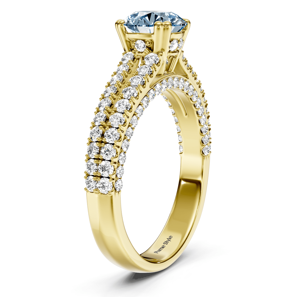 1.70-4.70 CT Round Cut Fancy Blue Diamonds - Engagement Ring