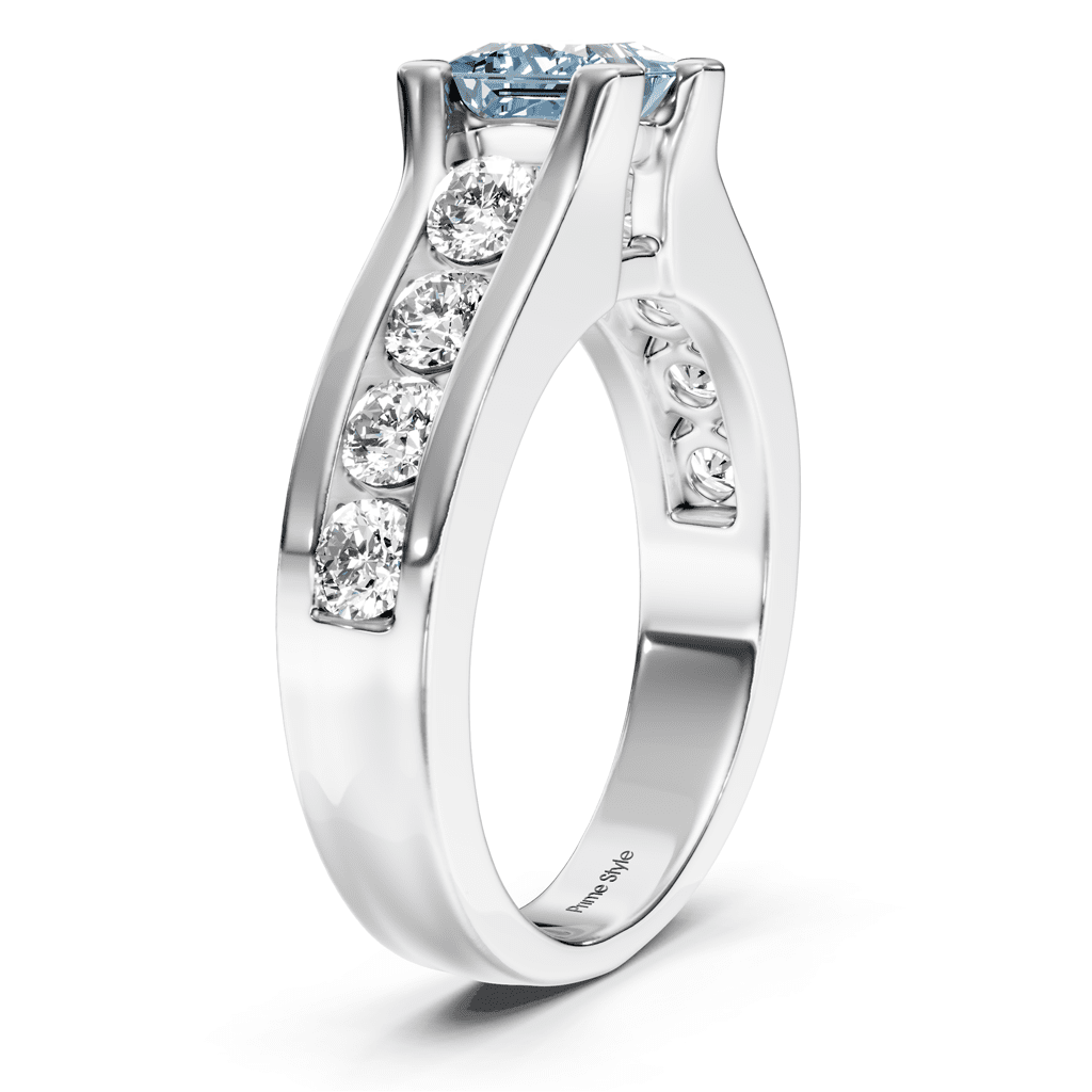 1.80-4.80 CT Princess & Round Cut Fancy Blue Diamonds - Engagement Ring