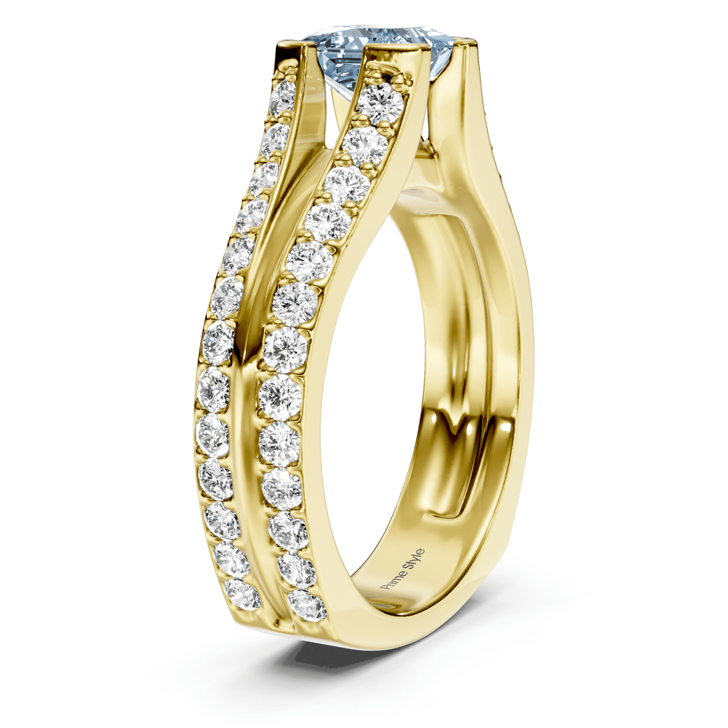 2.00-5.00 CT Princess & Round Cut Fancy Blue Diamonds - Engagement Ring