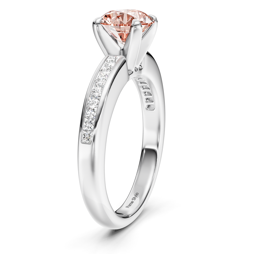 1.32-4.32 CT Princess &amp; Round Cut Fancy Pink Diamonds - Engagement Ring