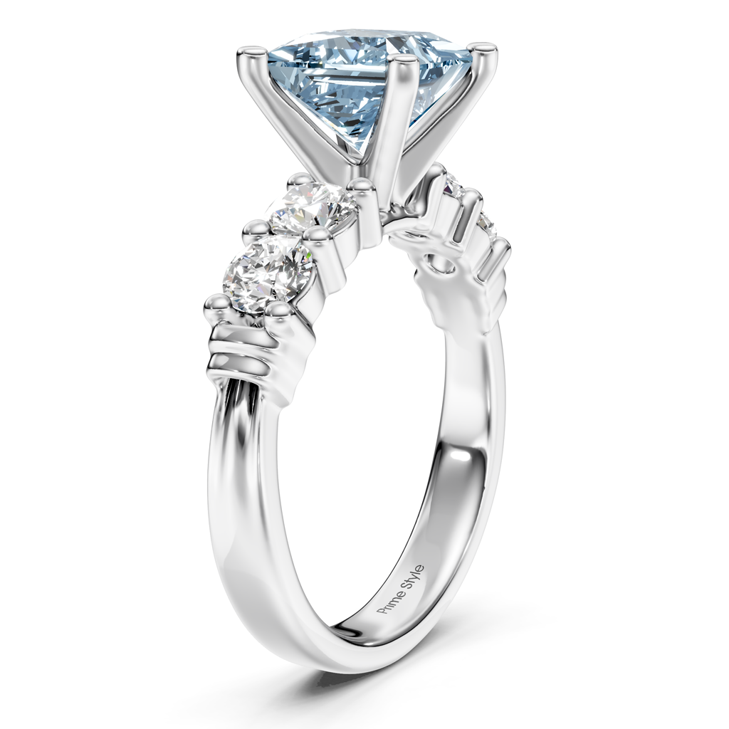 1.60-4.60 CT Round Cut Fancy Blue Diamonds - Engagement Ring