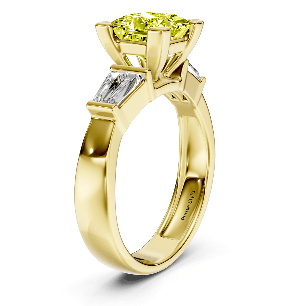 1.40 - 4.40 CT Princess &amp; Taper Cut Fancy Yellow Diamonds - Engagement Ring - Primestyle.com